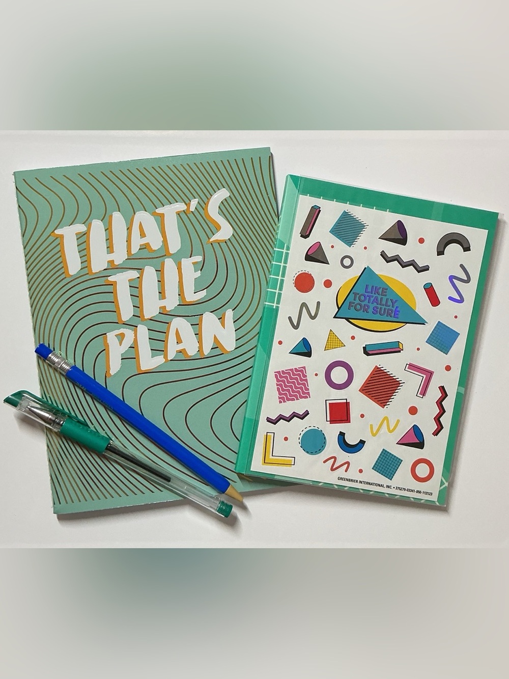 Green Shades “That’s the Plan” Notebook & Sticker Set - Gel Pen w/Pencil - nwot
